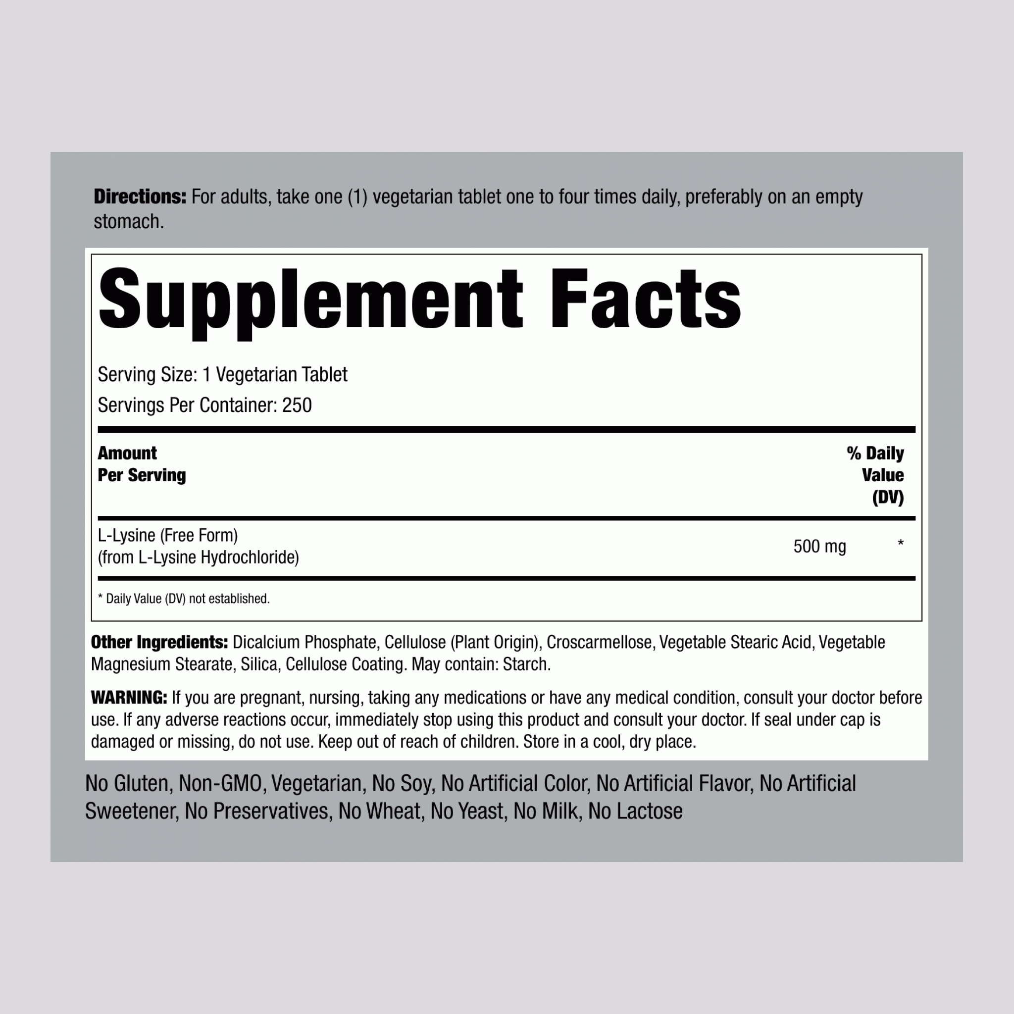 ل ليسين 500 ملغم 250 قرص Lindberg L-Lysine (Best Before 01-01-2028)
