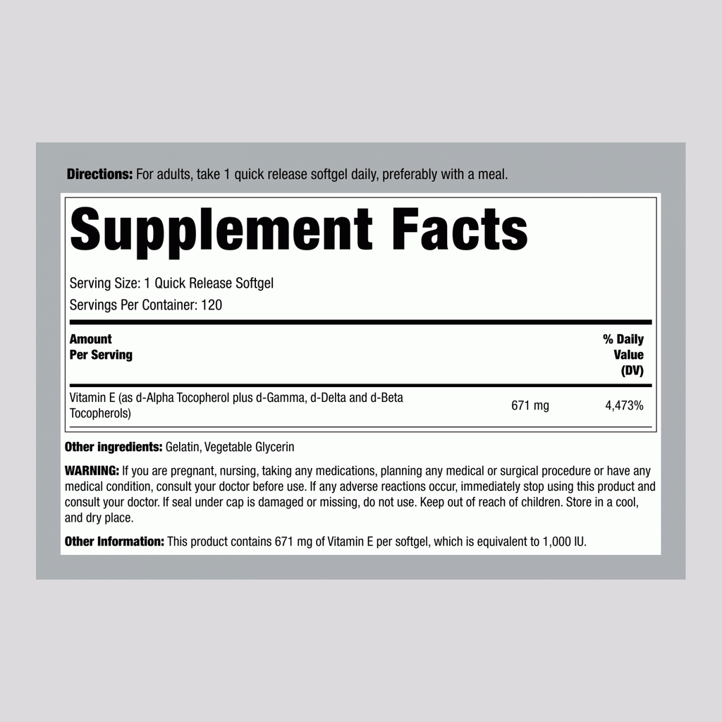 فيتامين اي طبيعي بالقوة القصوى 1000 وحدة 120 حبة PipingRock Natural Vitamin E plus Mixed Tocopherols Non-GMO (Best Before 01-04-2028) فيتامين اي طبيعي بالقوة القصوى 1000 وحدة 120 حبة PipingRock Natural Vitamin E plus Mixed Tocopherols Non-GMO (Best Before 01-04-2028)
