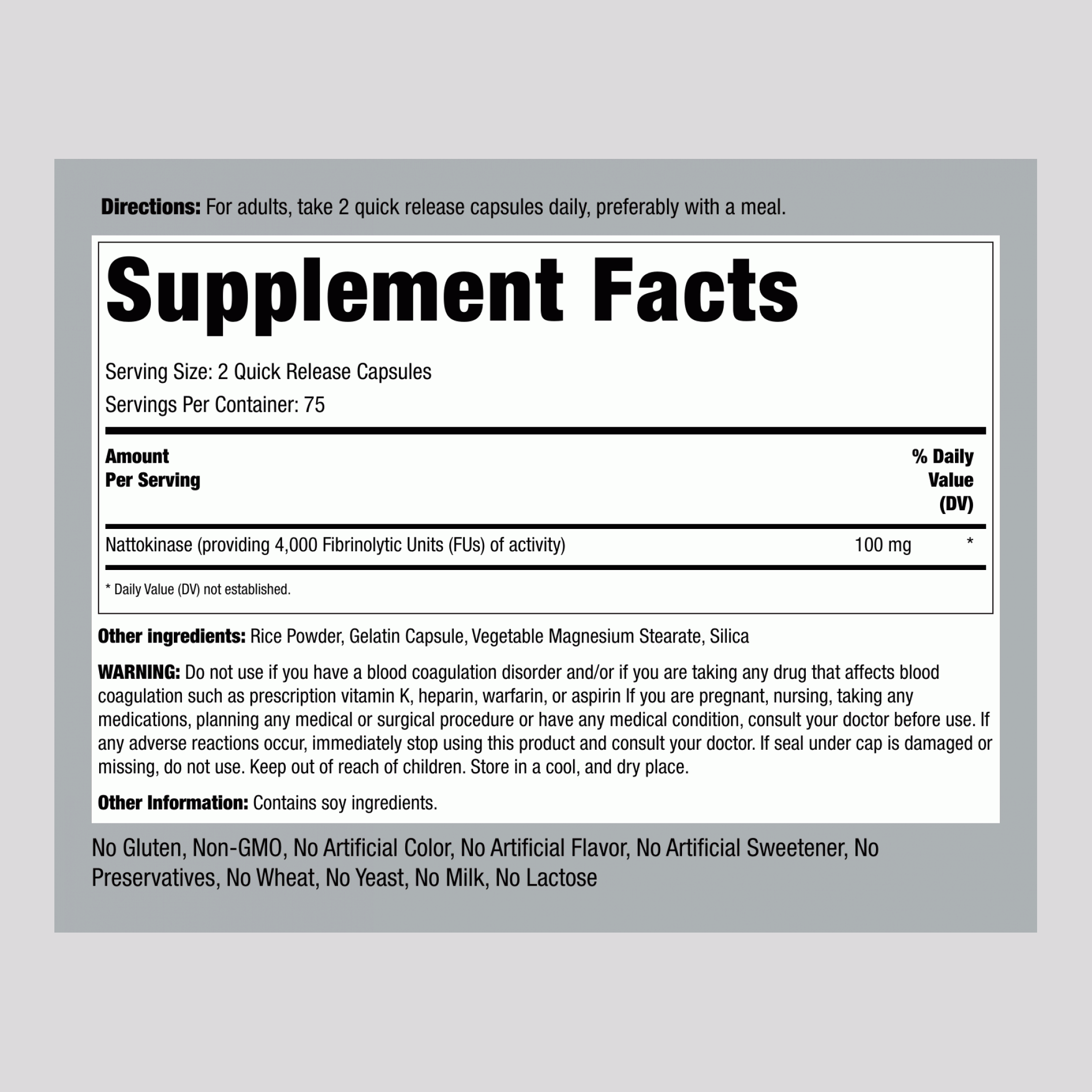 ناتوكيناز 2000 وحدة 150 كبسولة PipingRock Ultra Nattokinase 2000 FU Non-GMO (Best Before 01-12-2028)