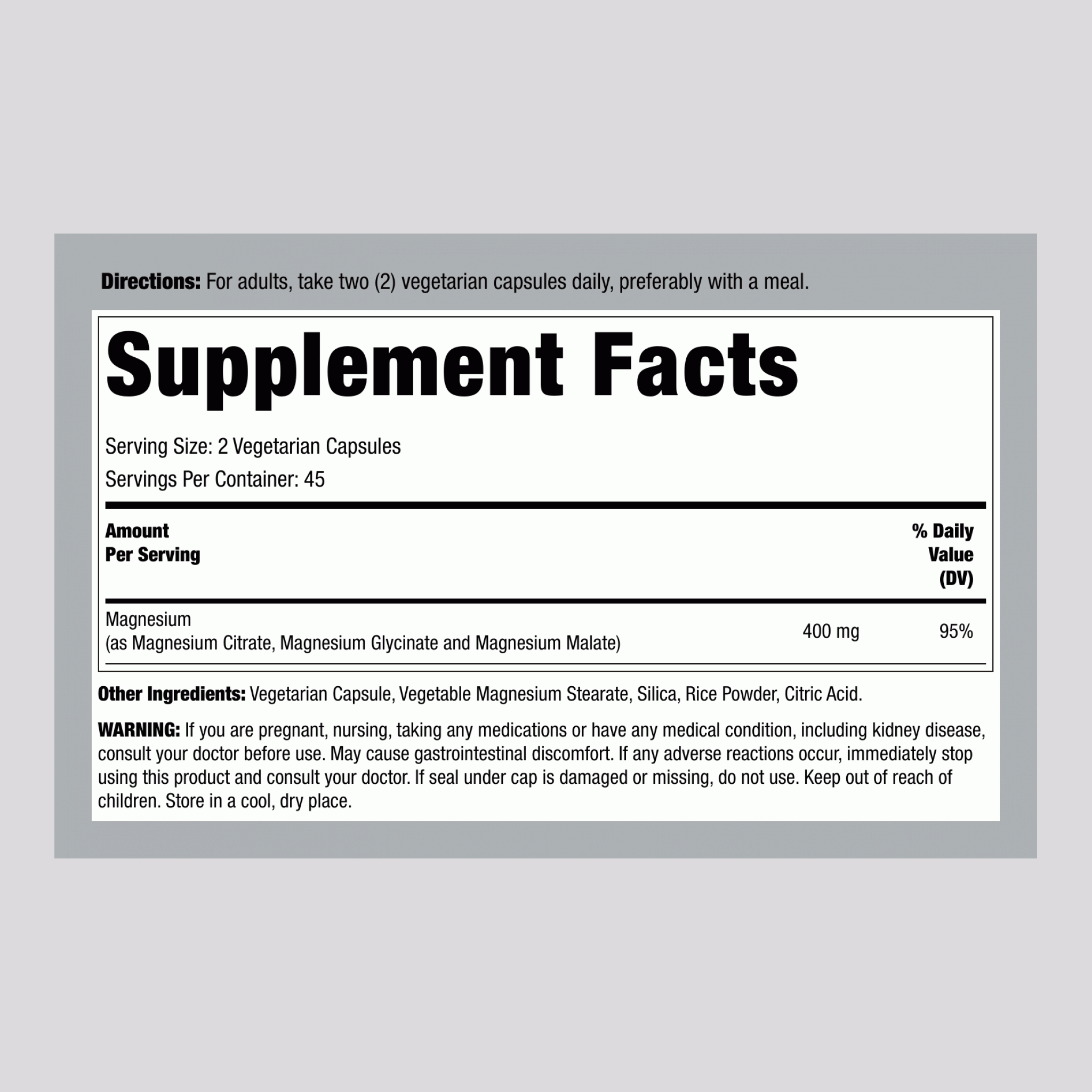 مغنيسيوم كومبلكس 200 ملجم ( ستريت + ماليت + جلايسينيت ) 90 كبسولة Lindberg Magnesium (Triple-Action) Complex Non-GMO (Best Before 01-08-2028)