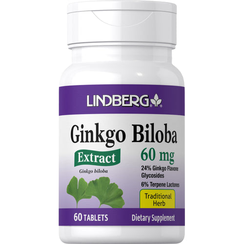 خلاصة الجنكة ( جنكو بيلوبا ) 60 ملجم 60 قرص Lindberg Ginkgo Biloba Standardized Extract (Best Before 01-07-2027)