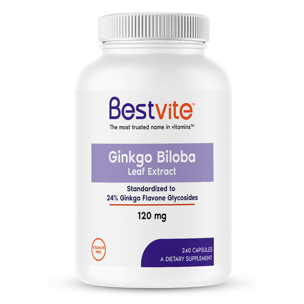 خلاصة الجنكة ( جنكو بيلوبا ) 120 ملجم 240 كبسولة Bestvite Ginkgo Biloba Non-GMO (Best Before 01-07-2026)