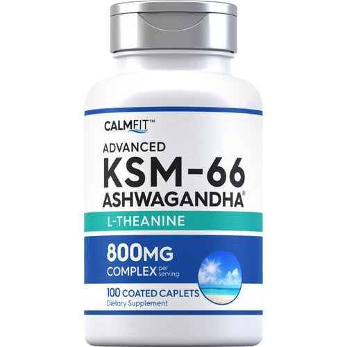 خلاصة اشواغاندا عضوية معتمدة فائقة الجودة مع ل ثيانين 400 ملجم 100 قرص CALMFIT KSM-66 Ashwagandha + L-Theanine (Best Before 01-06-2028)