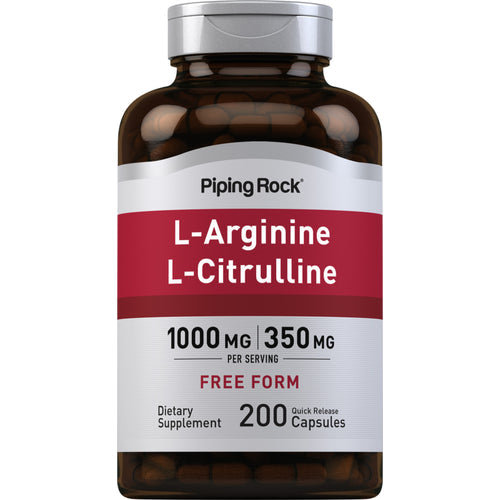 معزز أوكسيد النتريك الطبيعي ل أرجينين 500 ملجم + ل سيترولين 175 ملغم 200 كبسولة PipingRock Nitric Oxide Booster L-Arginine & L-Citrulline (Best Before 01-01-2029)