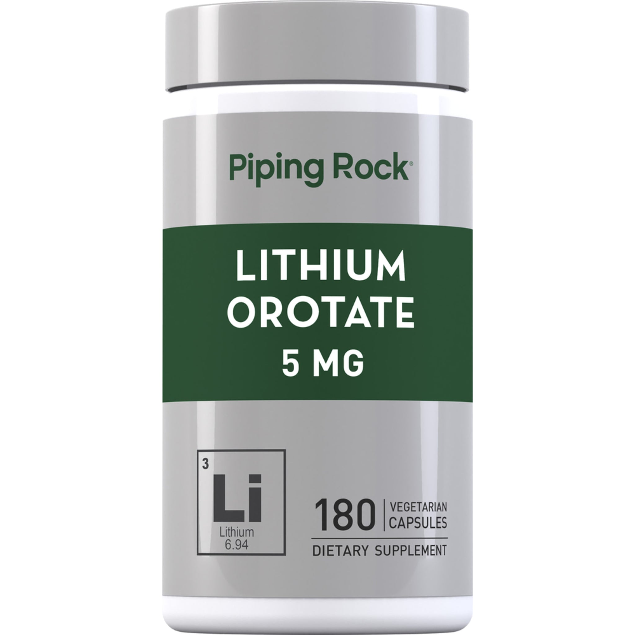 ليثيوم اورتيت 5 ملغم 180 كبسولة PipingRock Lithium Orotate Non GMO (Best Before 01-12-2028)