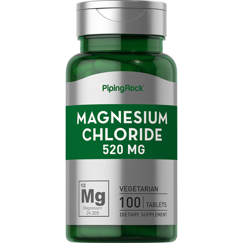 مغنيسيوم كلورايد 62 ملغم 100 قرص PipingRock Magnesium Chloride Non GMO (Best Before 01-02-2027)