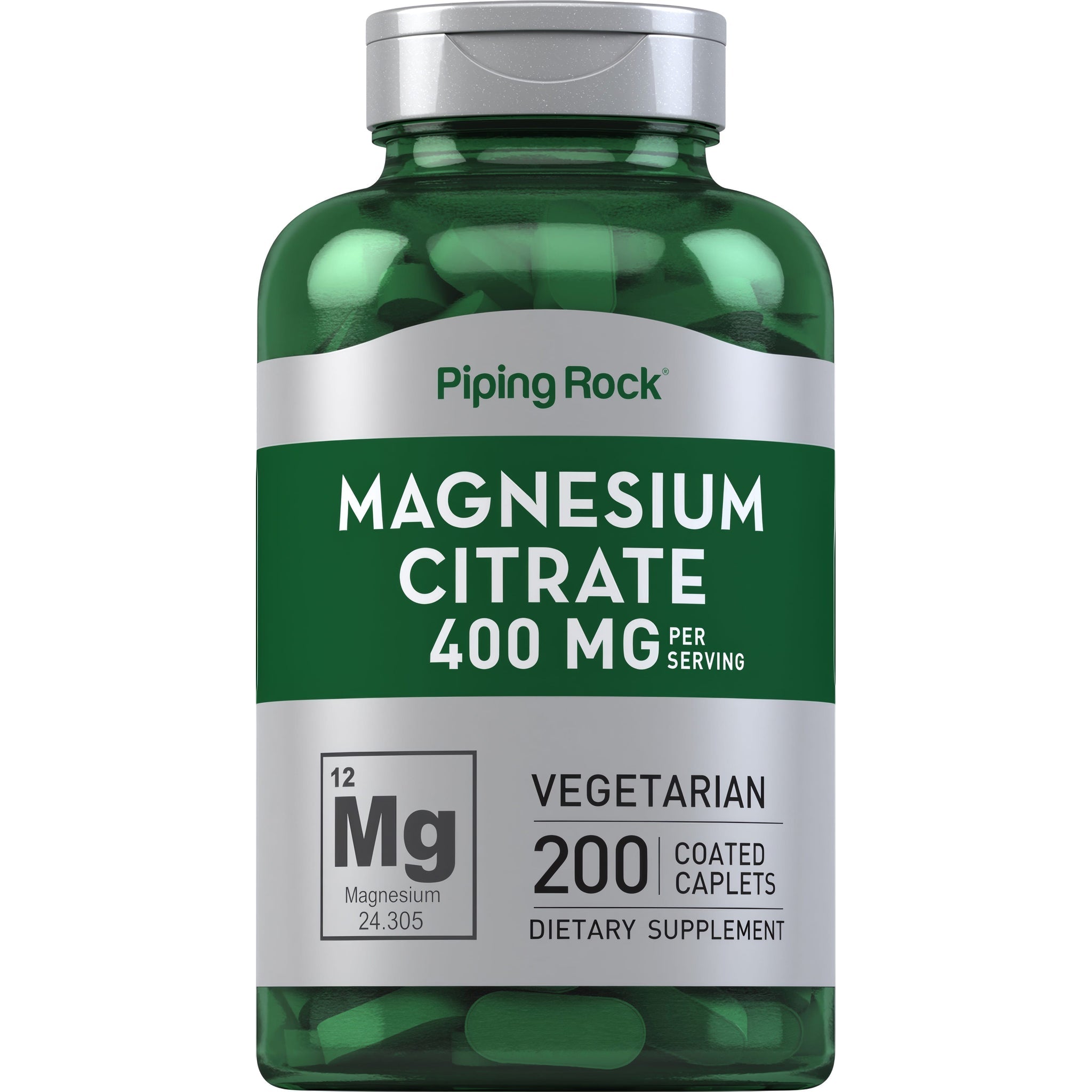 مغنيسيوم ستريت، جرعة قصوى 200 ملجم 200 كبسولة PipingRock Magnesium Citrate Non-GMO (Best Before 01-11-2028)