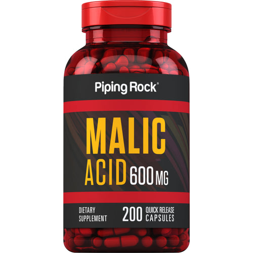 حمض الماليك (حمض التفاح) 600 ملجم 200 كبسولة PipingRock Malic Acid (Non-GMO) (Best Before 01-12-2027)