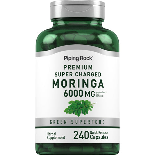 خلاصة مورينجا فائقة مركّزة تعادل 3000 ملغم 240 كبسولة PipingRock Premium Super Chargeo Moringa Oleifera Non-GMO (Best Before 01-05-2028)