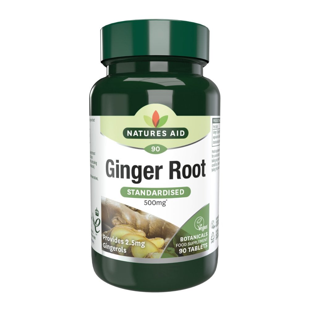 زنجبيل 500 ملغم 90 قرص Natures Aid Ginger Root (Best Before 01-12-2024)