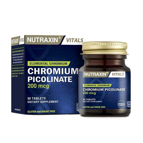 كروميوم بايكلونيت 200 مكجم 90 قرص (منتج تركي) Nutraxin Chromium Picolinate (Best Before 01-06-2027)