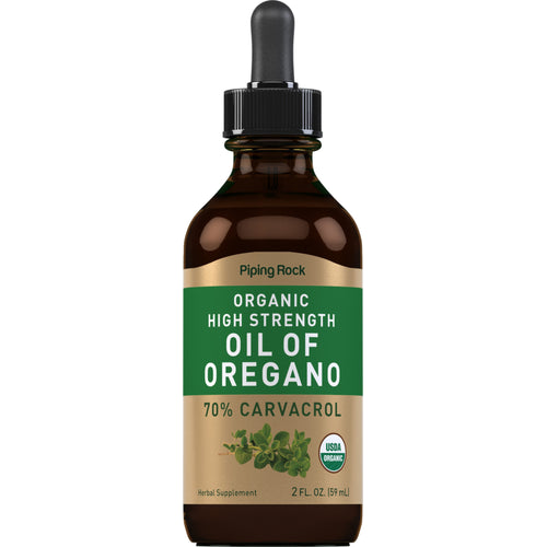 زيت الأوريجانو عضوي بري الأفضل بتركيز عالي 70% كارفاكرول 59 مل PipingRock Organic Oil of Oregano High Strength 70% Carvacrol (Best Before 01-01-2027)