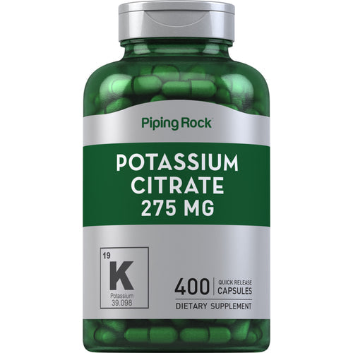 بوتاسيوم ستريت 100 ملغم 400 كبسولة PipingRock Potassium Citrate Non GMO (Best Before 01-01-2027)