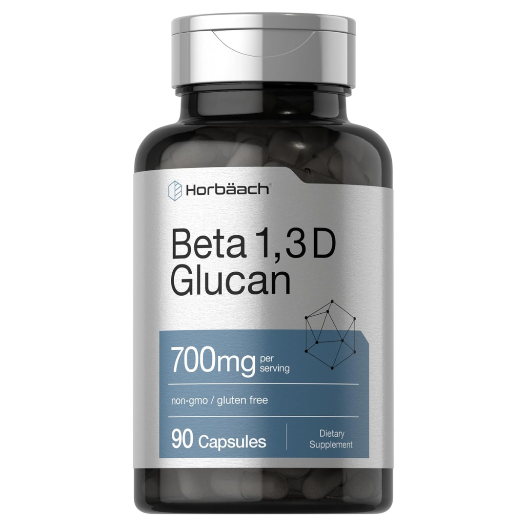 بيتا جلوكان طبيعي‏ 350 ملجم، 90 كبسولة Horbäach Beta Glucan Beta 1,3/1,6-D-Glucan NON-GMO (Best Before 01-08-2027)