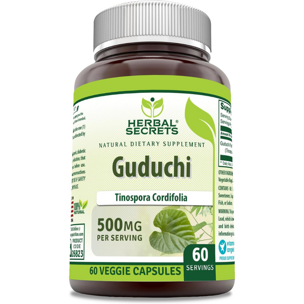 جودوتشي 500 ملغم 60 كبسولة Herbal Secrets Guduchi (Tinospora Cordifolia) (Best Before 01-04-2026)