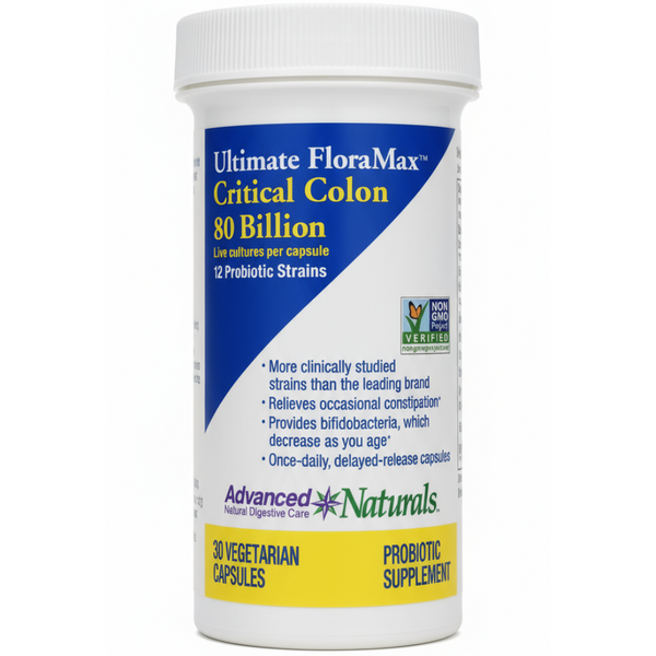 بروبيوتيك (بكتيريا نافعة) 80 مليار وحدة 30 كبسولة Advanced Naturals Ultimate Floramax Critical Colon (Best Before 01-04-2026)