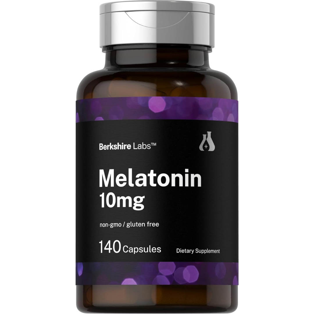 ميلاتونين 10 ملجم 140 كبسولة Berkshire Labs Melatonin Non-GMO (Best Before 01-08-2027)