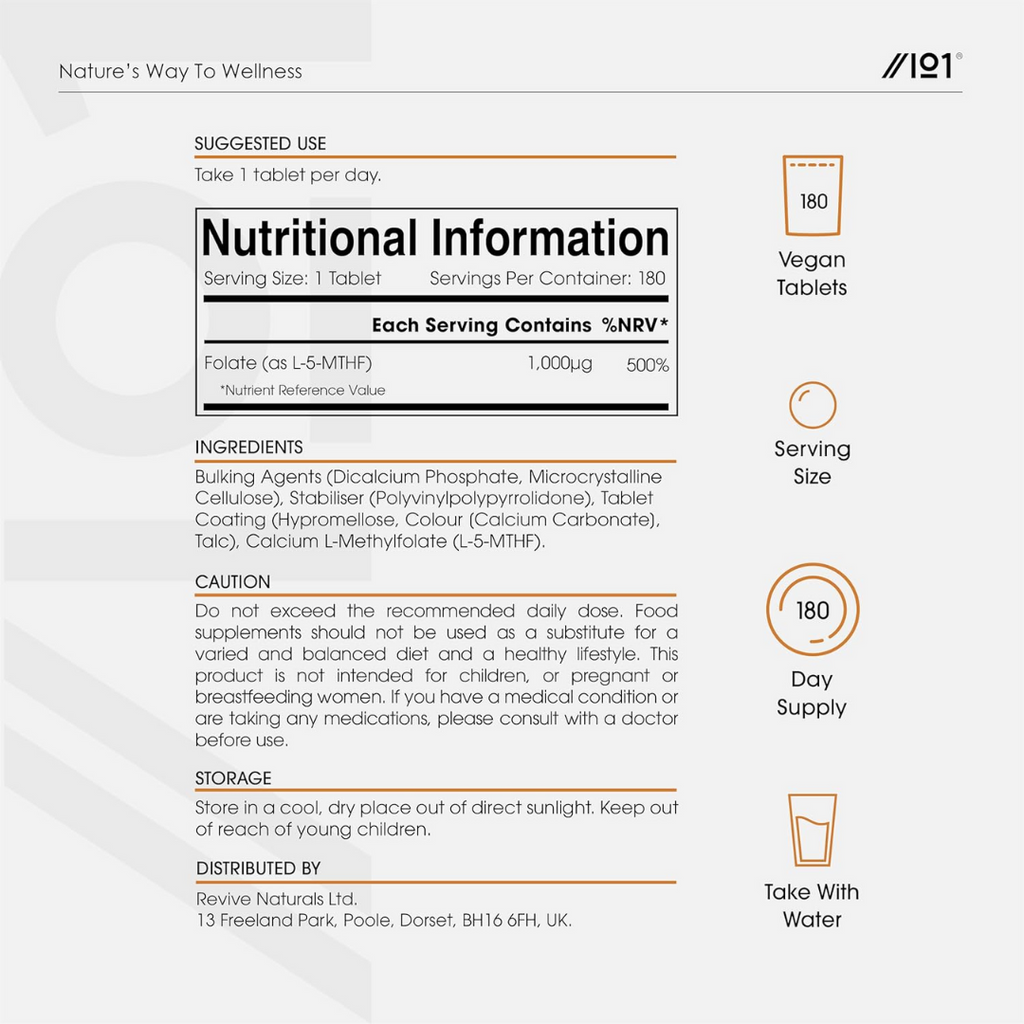 حمض الفوليك ميثيل (فيتامين ب9) طبيعي 1000 مكجم مع زيادة الامتصاص 90 قرص ALPHA01 Folate (L-Methylfolate) B6 with BioPerine® (Best Before 01-01-2028) حمض الفوليك ميثيل (فيتامين ب9) طبيعي 1000 مكجم مع زيادة الامتصاص 90 قرص ALPHA01 Folate (L-Methylfolate) B6 with BioPerine® (Best Before 01-01-2028)
