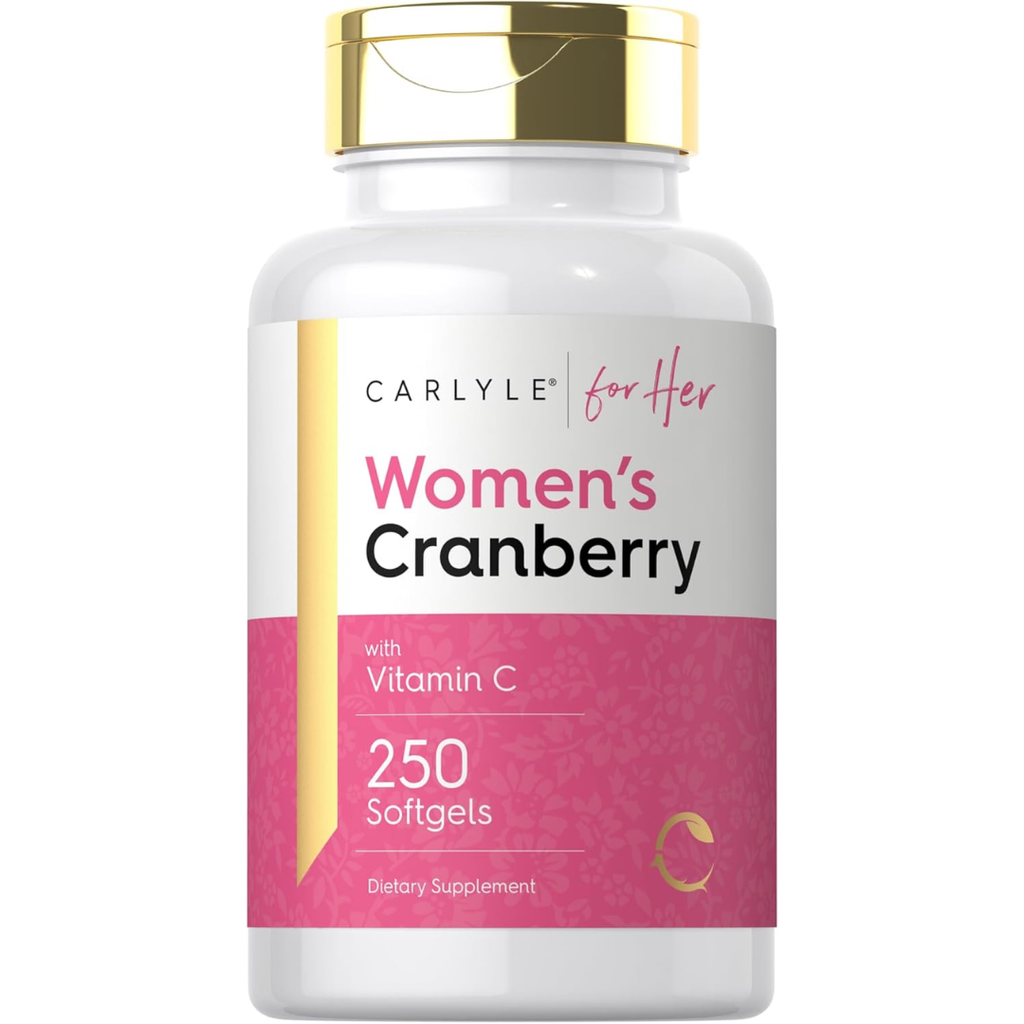 خلاصة توت بري للنساء يعادل 4200 ملجم مع فيتامين سي 250 حبة Carlyle Cranberry Pills for Women Concentrated Extract with Vitamin C and E Non-GMO (Best Before 01-01-2028)