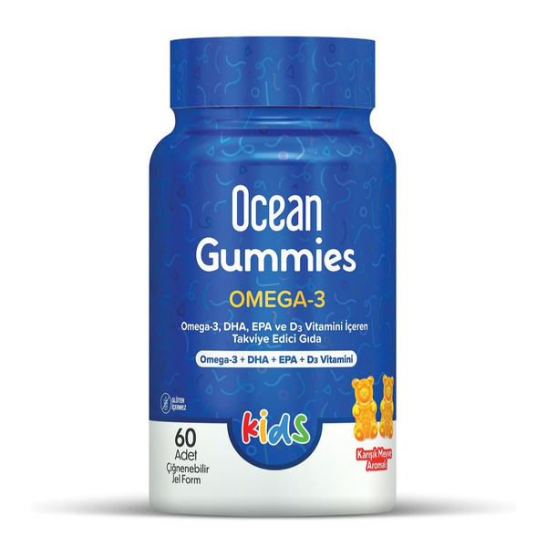 اوميجا 3 للاطفال 383 ملغم مع فيتامين دال 60 حبة سوس (منتج تركي) Orzax Ocean Gummies Omega 3 for Kids (Best Before 01-07-2027)