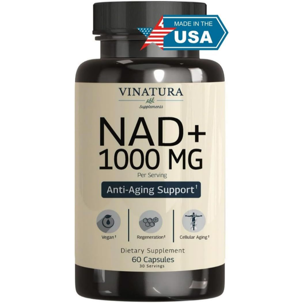 مركب ناد+ 500 ملغم (مع شهادة فحص طرف ثالث) 60 كبسولة VINATURA Pure NAD (Best Before 01-11-2027)