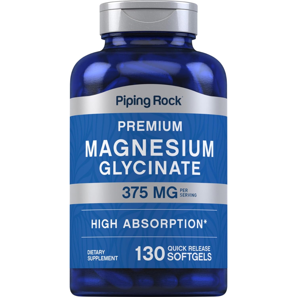 مغنيسيوم جلايسينيت كليتد 125 ملجم 130 حبة جيلاتينية PipingRock Magnesium Glycinate Chelated Non-GMO (Best Before 01-01-2028)