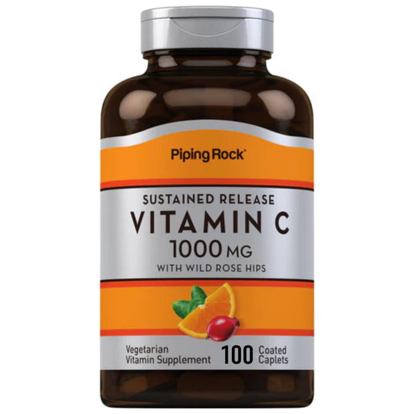 فيتامين سي 1000 ملجم مع ثمر الورد 5 ملجم 100 كبسولة PipingRock Vitamin C with Rose Hips (Non-GMO) (Best Before 01-05-2027)