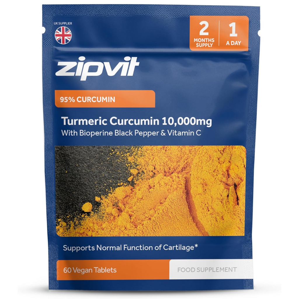 كركمين الأفضل 95% 475 ملغم يعادل 10000 ملجم كركم مع الفلفل الأسود 60 قرص Zipvit High Strength Curcumin 95 and Black Pepper with Vitamin C (Best Before 01-03-2027)