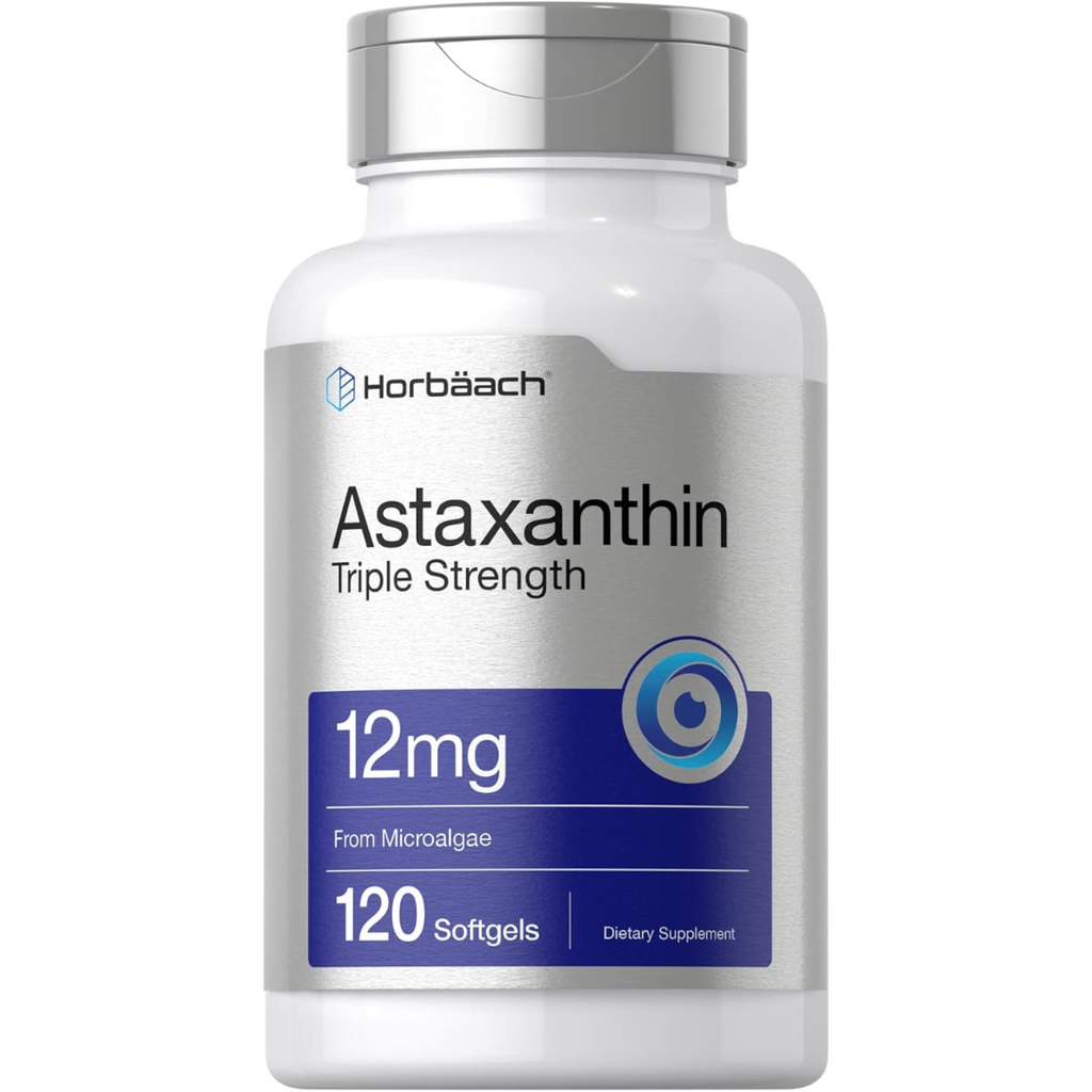 أستازانتين طبيعي 12 ملجم 120 حبة Horbäach Astaxanthin Non-GMO (Best Before 01-12-2027)