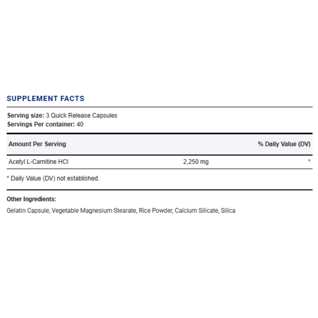 أسيتيل ل كارنتين 750 ملجم 120 كبسولة  PipingRock Acetyl L-Carnitine HCL (Best Before 01-01-2028)