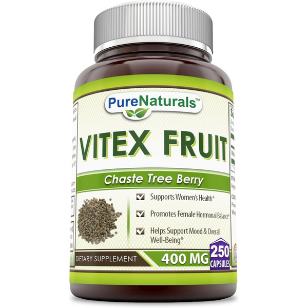 فيتكس - كف مريم 400 ملجم 250 كبسولة Pure Naturals Vitex Fruit (Best Before 01-06-2027)