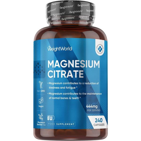 مغنيسيوم ستريت 222 ملجم 240 كبسولة (منتج اوروبي) WeightWorld Magnesium Citrate (Best Before 30-09-2027)