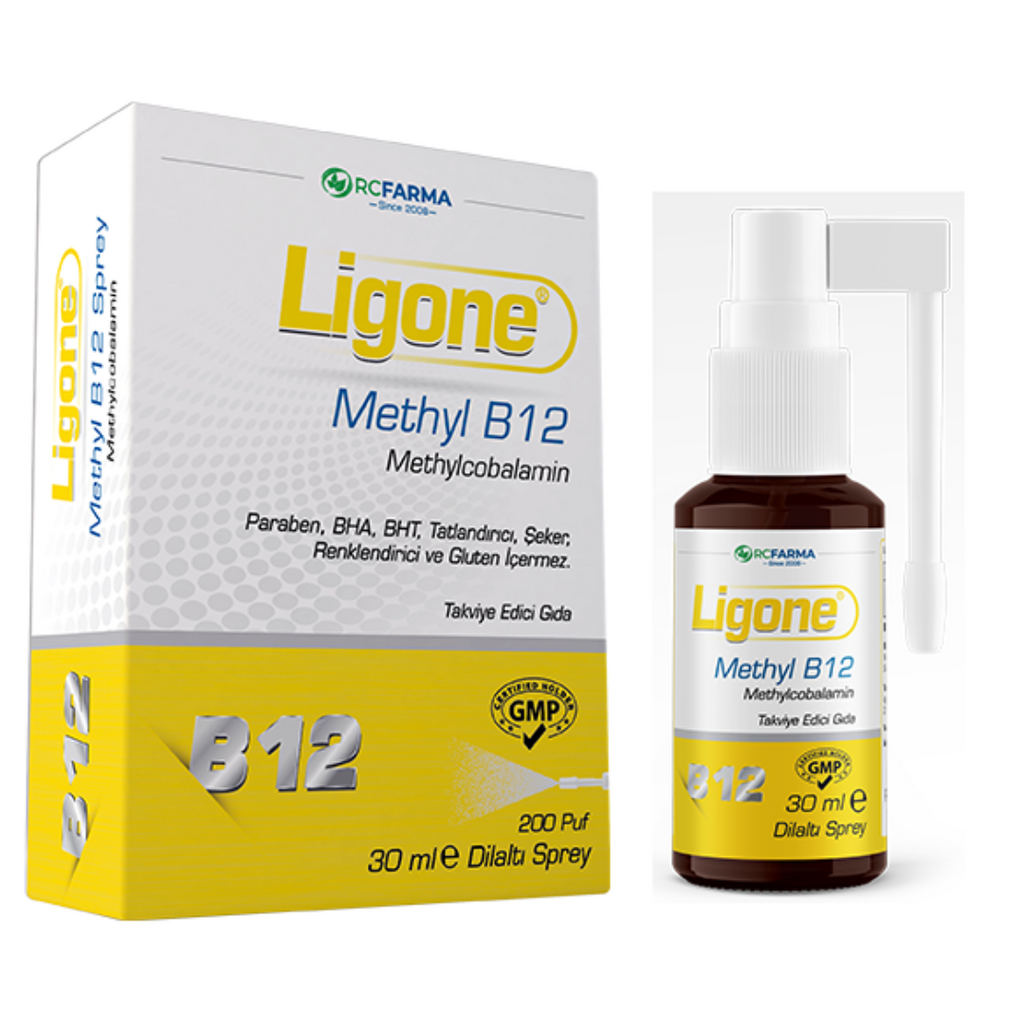 فيتامين ب12 طبيعي ميثيل كوبالامين 500 مكجم كل بخة 30 مل يحتوي على 200 بخة (منتج تركي) RCFARMA Ligone Liquid Methyl B12 Methylcobalamin (Best Before 01-01-2028)
