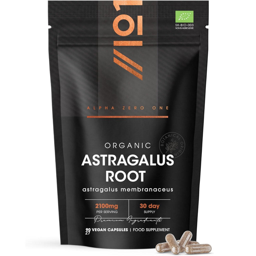 خلاصة استراجالوس عضوي يعادل 700 ملجم 90 كبسولة ALPHA01 Organic Astragalus Extract Root (Best Before 01-09-2027)