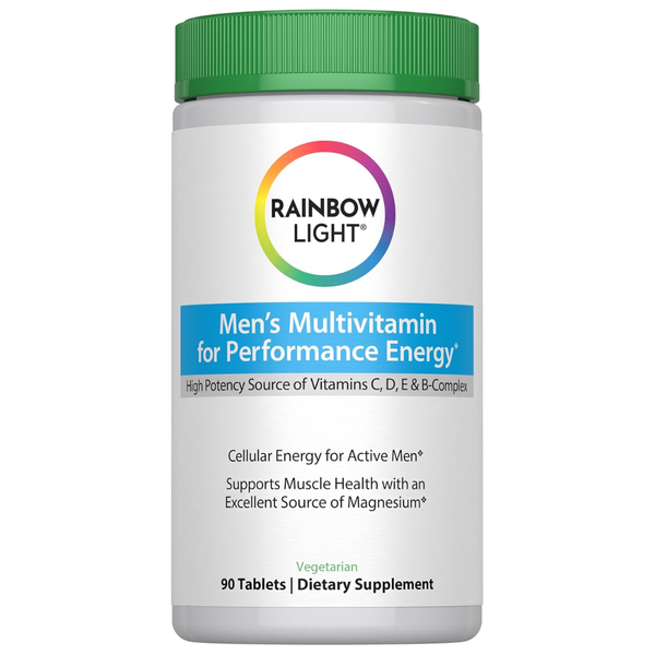 فيتامينات ومعادن متعددة لصحة وطاقة الرجال + معزز أوكسيد النتريك الطبيعي + بروبيوتيك + انزيمات هاضمة 90 قرص Rainbow Light Men's Multivitamin for Performance Energy (Best Before 01-03-2027)