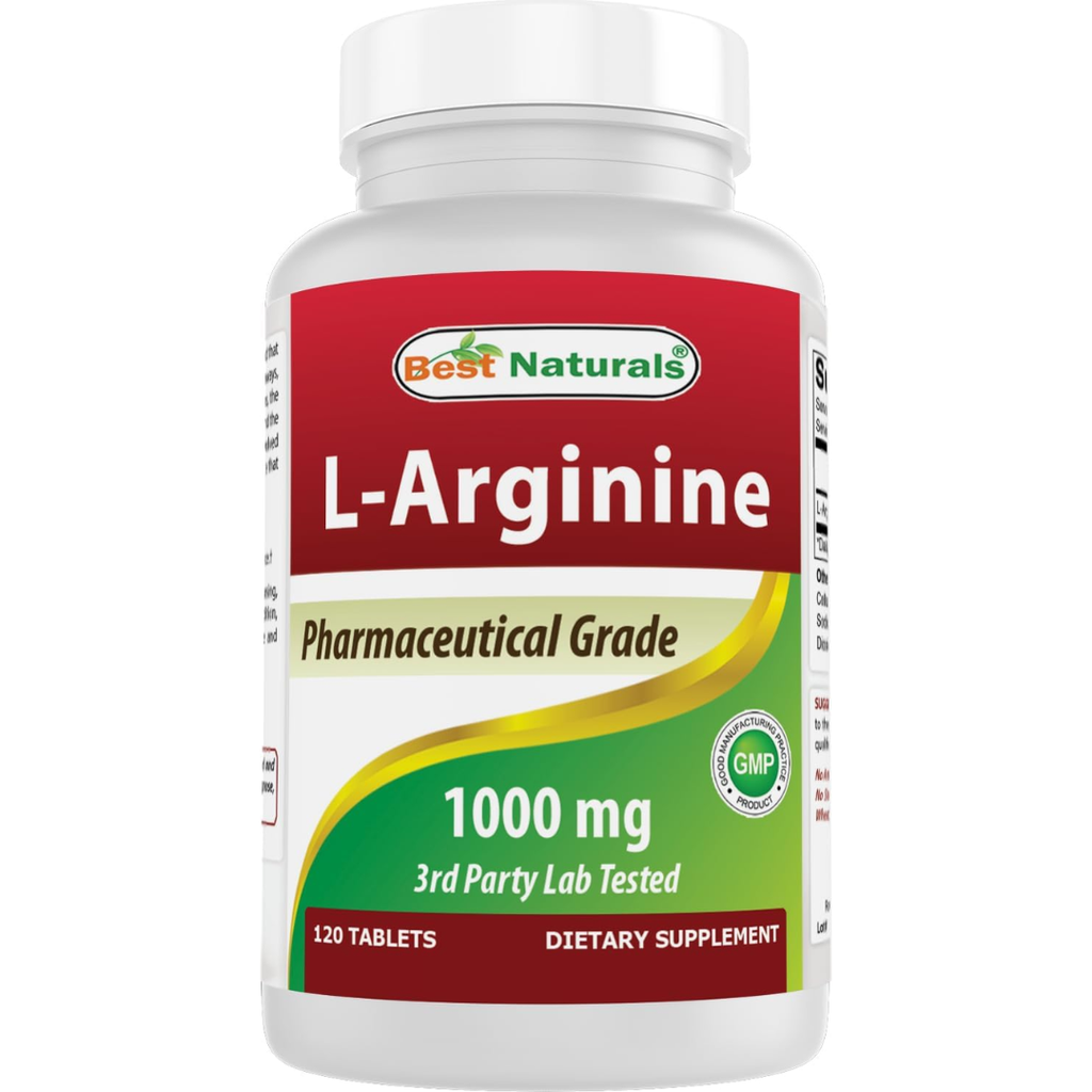 ل-ارجينين قوة فائقة 1000 ملجم 120 قرص Best Naturals L-Arginine Non-GMO (Best Before 01-08-2028)