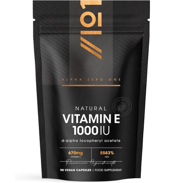 فيتامين اي طبيعي بالقوة القصوى 1000 وحدة 90 حبة ALPHA01 Vitamin E D-Alpha Tocopherol 100% Natural Vitamin E (Best Before 01-01-2028)