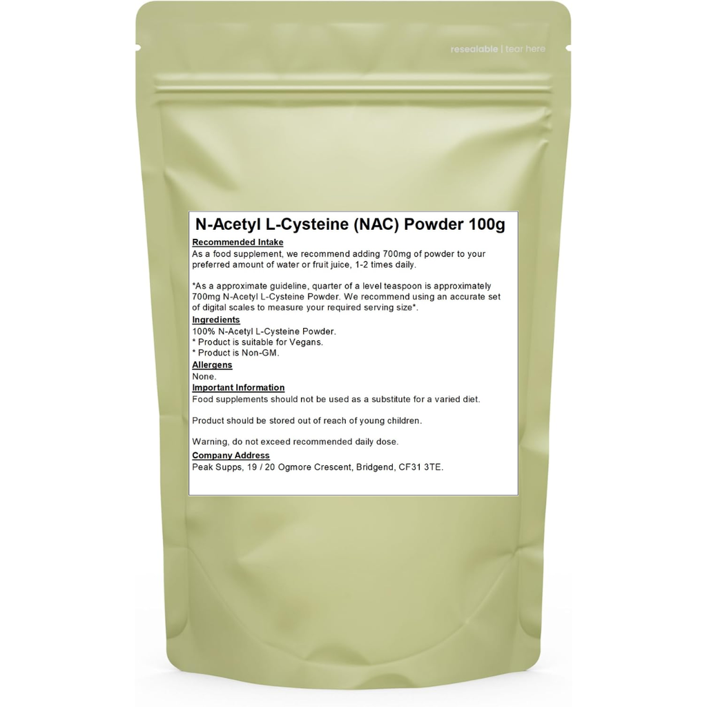 ن اسيتيل سيستين 100 جرام Peak supps N-Acetyl L-Cysteine (NAC) (Best Before 20-02-2028)