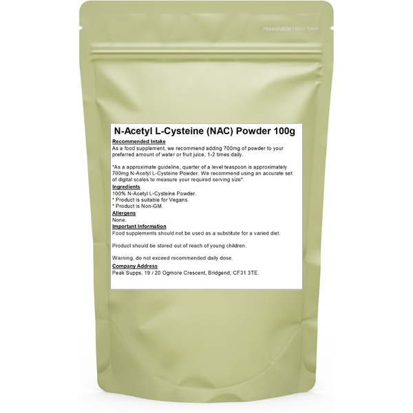 ن اسيتيل سيستين 100 جرام Peak supps N-Acetyl L-Cysteine (NAC) (Best Before 20-02-2028)