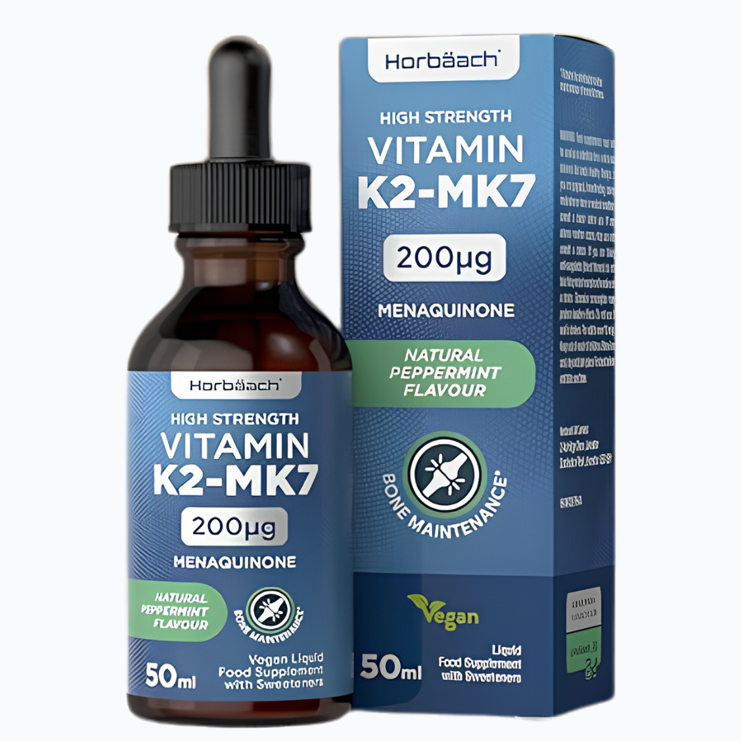 فيتامين ك2 سائل 200 ملغم كل 10 نقاط بنكهة النعنع 50 مل Horbäach Vitamin K2 MK7 Drops High Strength Peppermint Flavour (Best Before 01-04-2027)