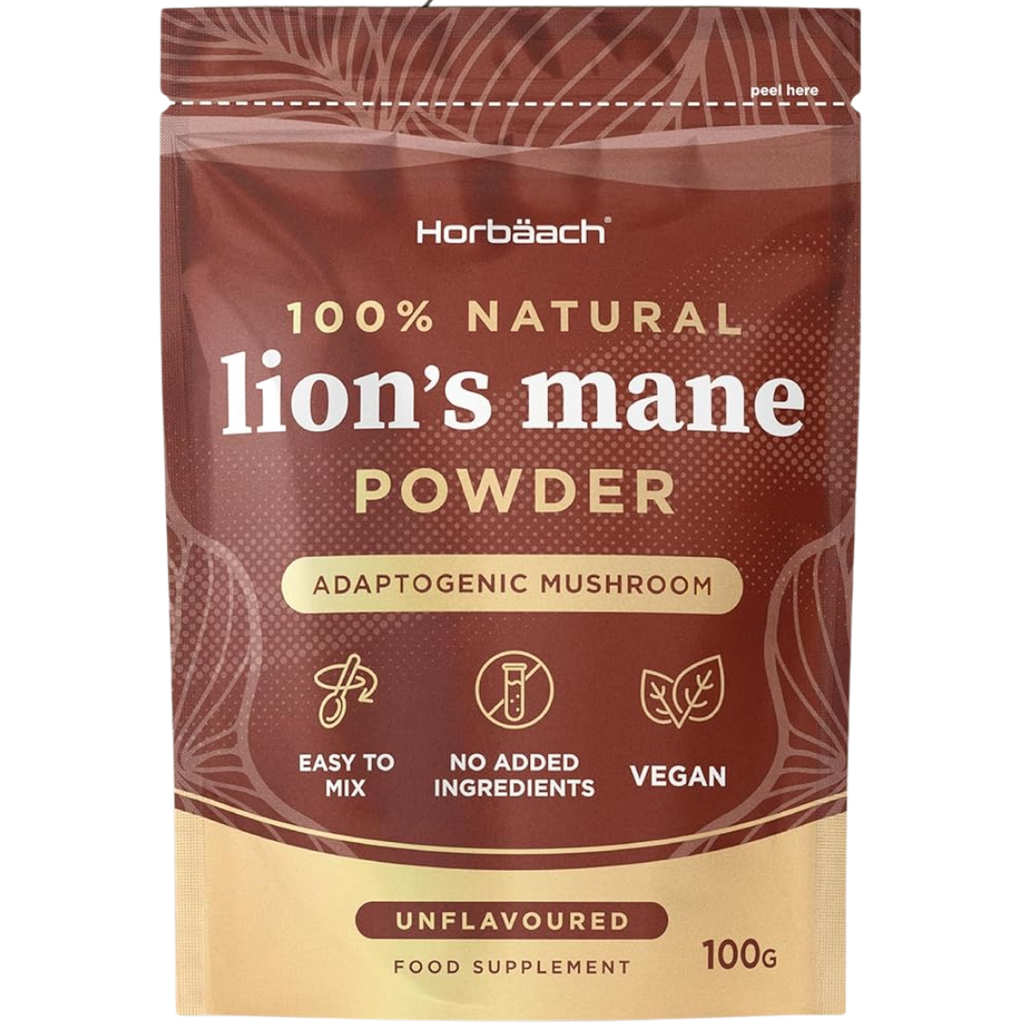 فطر عرف الأسد بودرة 100 جرام Horbäach Lion's Mane Mushroom Powder (Best Before 01-07-2026)