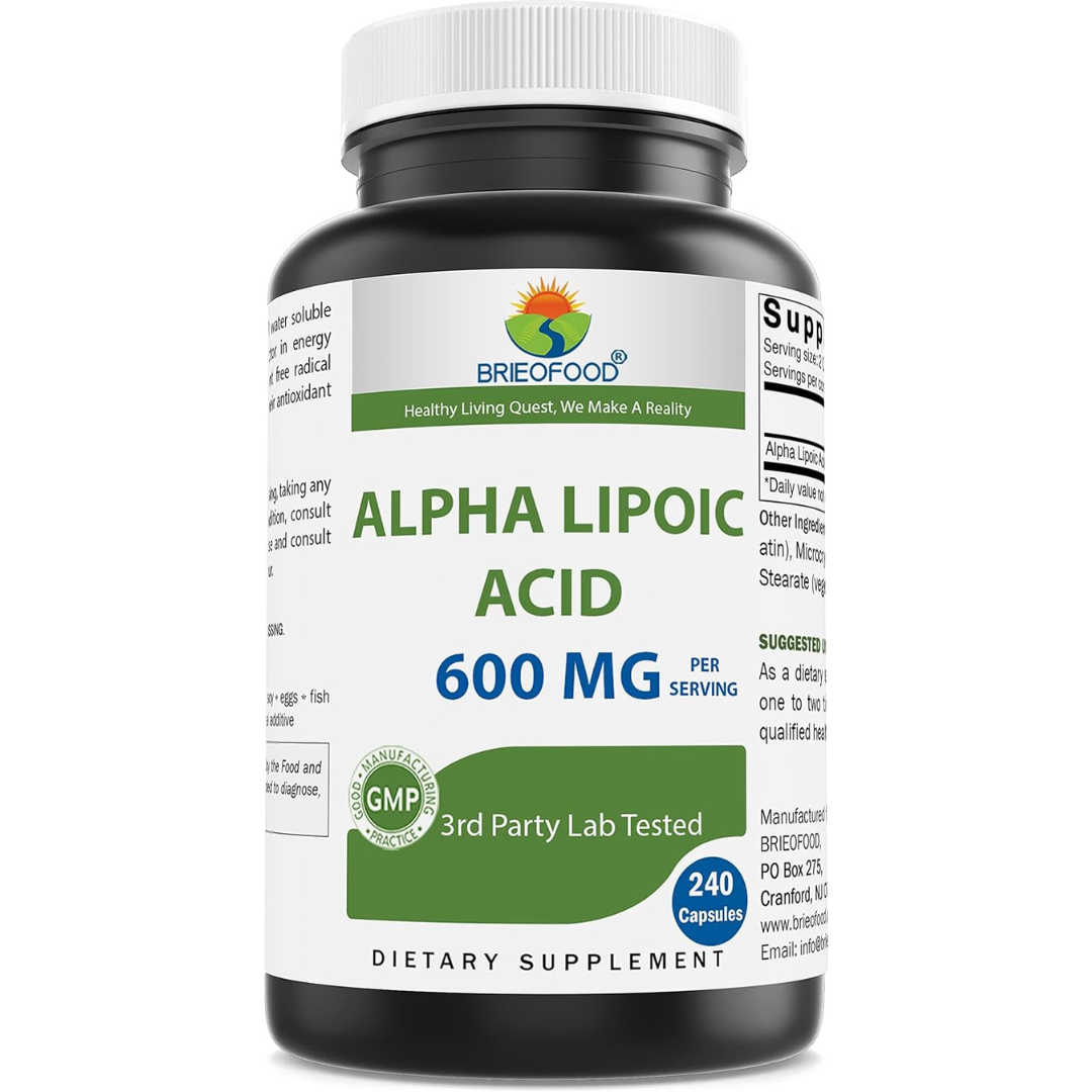 حمض ألفا ليبويك 600 ملجم 240 كبسولة Brieofood Alpha Lipoic Acid Non-GMO (Best Before 01-11-2028)