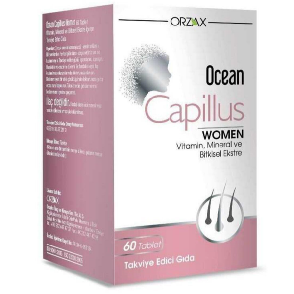 تركيبة نمو الشعر وتقويته للنساء 60 قرص (منتج تركي) Orzax Ocean Capillus (Best Before 01-01-2027)