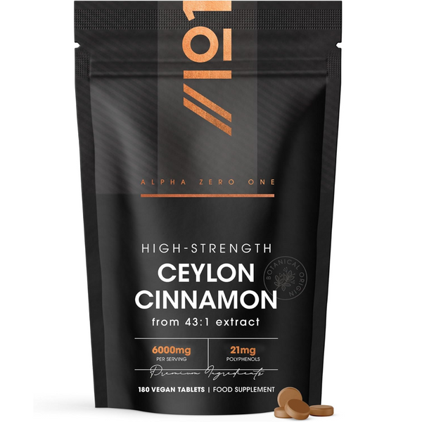 خلاصة قرفة تعادل 3000 ملجم تحتوي على 10.5 ملغم بوليفينول 180 قرص ALPHA01 Cinnamon Extract Standardised 15% Polyphenols (Best Before 01-09-2027)