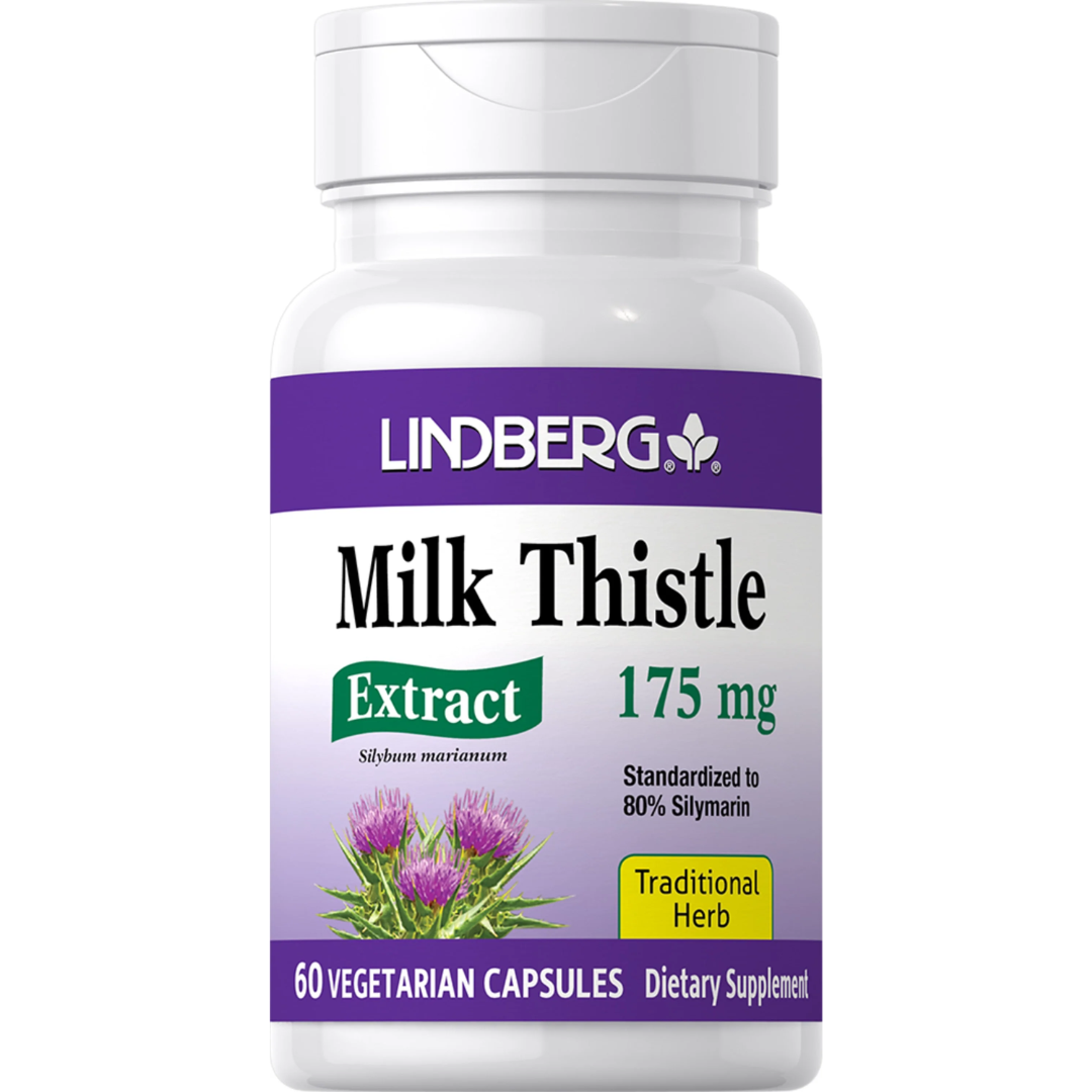 خلاصة حليب الشوك 175 ملغم  80% سيليمارين 60 كبسولة Lindberg Milk Thistle Standardized Extract (80% Silymarin) (Best Before 01-02-2029)