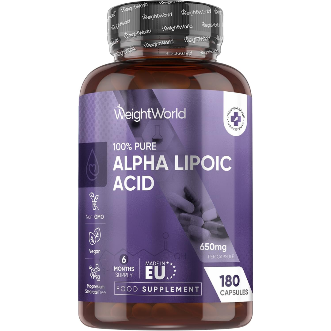 حمض ألفا ليبويك 650 ملجم 180 كبسولة (منتج اوروبي) WeightWorld Alpha Lipoic Acid Non-GMO (Best Before 01-04-2027)