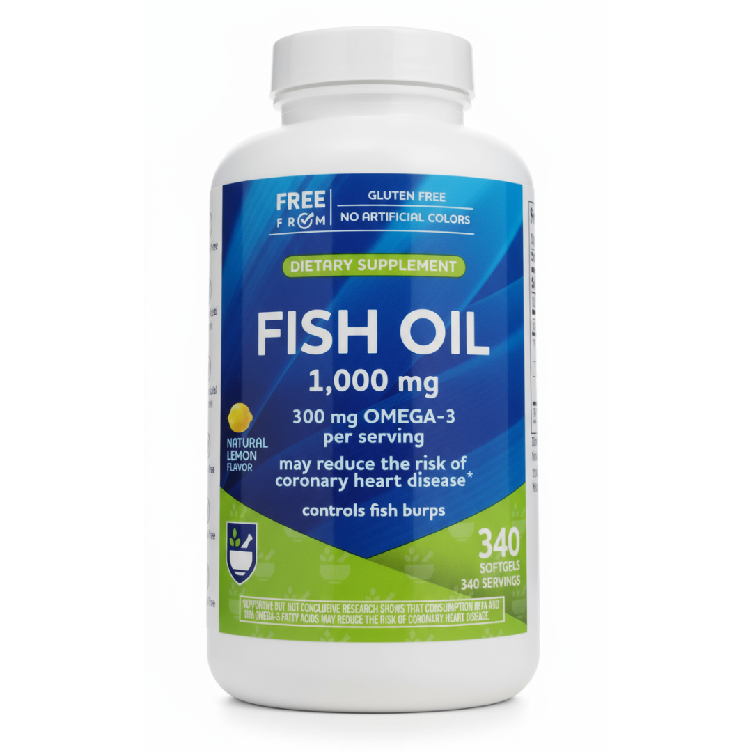 أوميجا 3 زيت السمك 1000 ملجم بنكهة الليمون 340 حبة Rite Aid Omega-3 Fish Oil Lemon Flavor EPA 140-200 & DHA 90-140 (Best Before 01-09-2027)