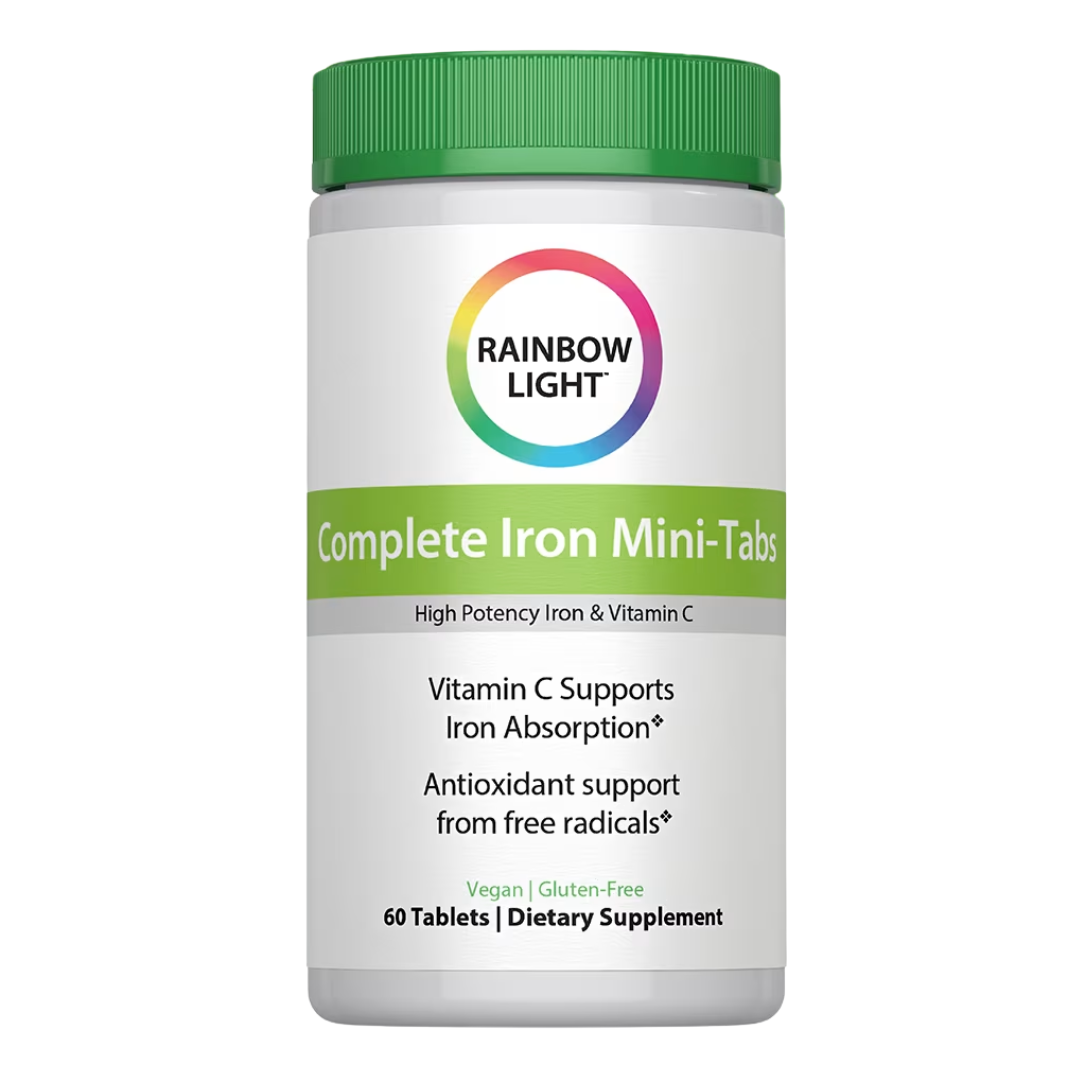 حديد كومبلكس كليتد 30 ملجم +فيتامين سي +بيوفلافونويد +زنجبيل +قراص 60 قرص Rainbow Light, Complete Iron™ Mini-Tablets+ (Best Before 01-01-2028)