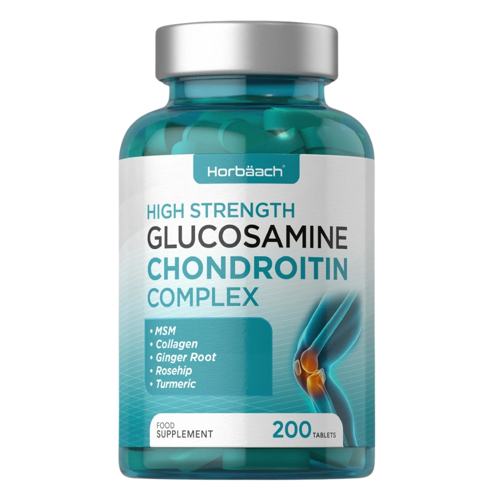 تركيبة ممتازة للمفاصل 570 ملغم 200 قرص Horbäach Glucosamine and Chondroitin High Strength Complex with MSM, Collagen, Ginger Root and Bioflavonoids (Best Before 01-07-2026)