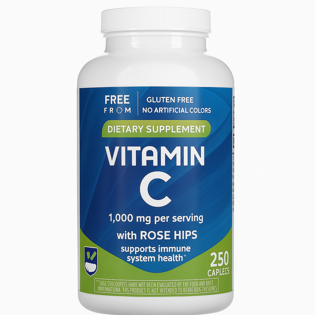 فيتاين سي 1000 ملجم مع ثمر الورد 250 قرص  Vitamin C with Rose Hips (Best Before 01-03-2027)